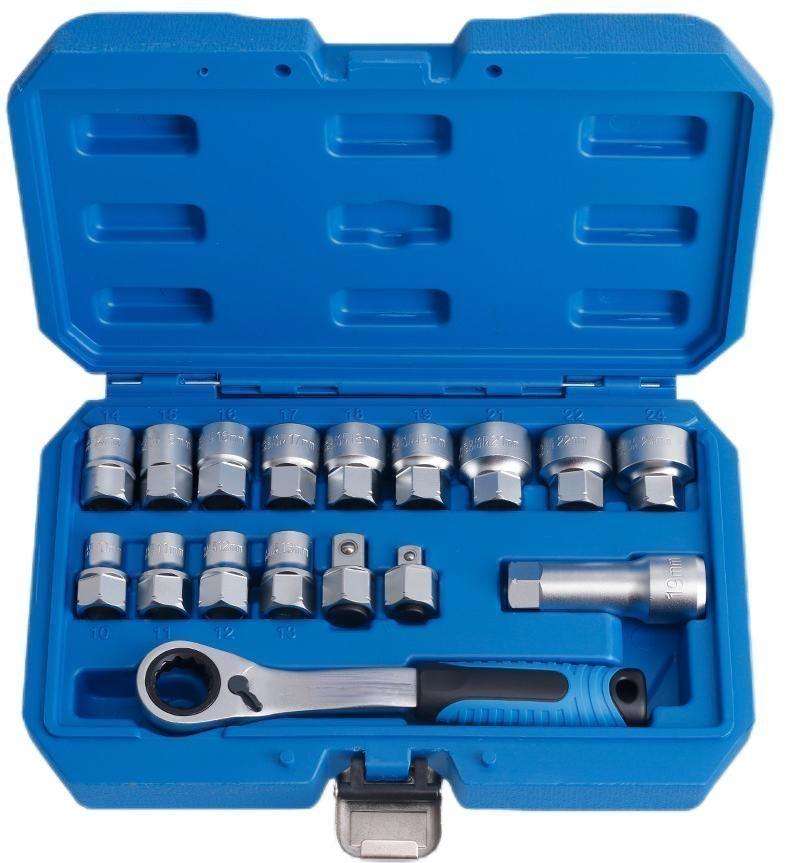 17-Piece Multifunctional Two-Way Ratchet Wrench Socket Set | For Automotive & HVAC Service | Heavy-Duty Tool Kit with Hard Case